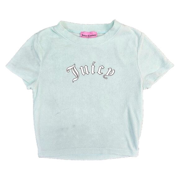 Juicy Couture Forever 21 Terry Cloth Short Sleeve T Shirt Small Light Blue Y2K - Picture 1 of 10